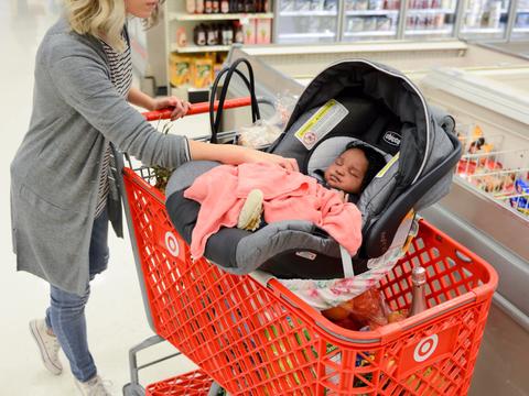how do you put car seat in shopping cart