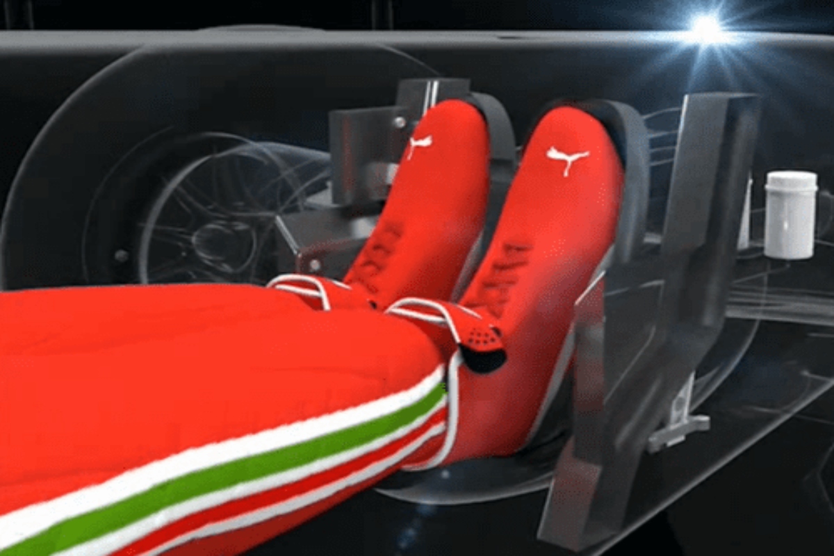 where is the gas and brake in an f1 car